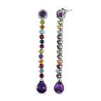 GP Spezial-Kollektion - Afrikanische Amethyst und mehrfarbige Edelstein-Ohrringe, 925 Silber platiniert ca. 22,41 ct