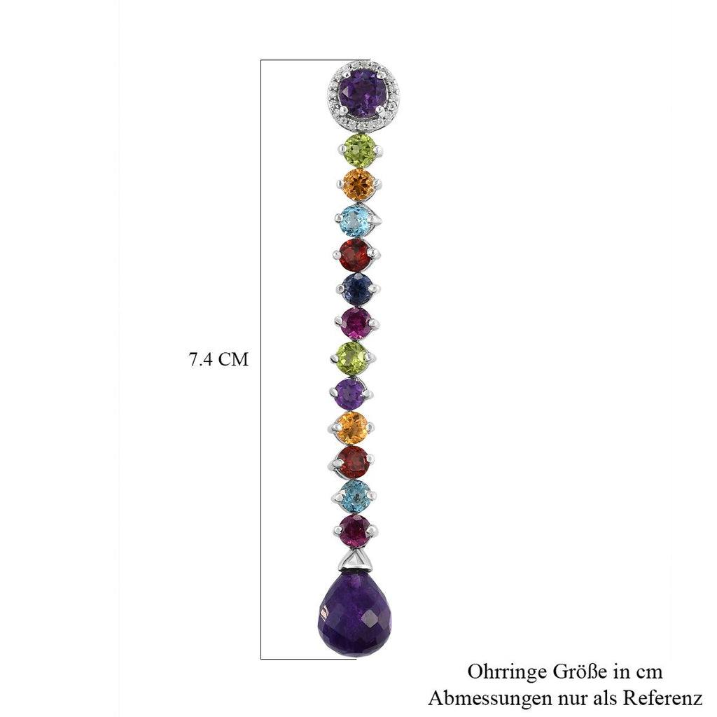 GP Spezial-Kollektion - Afrikanische Amethyst und mehrfarbige Edelstein-Ohrringe, 925 Silber platiniert ca. 22,41 ct