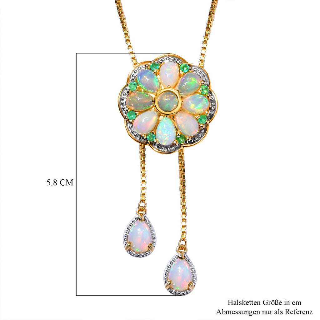 GP Kollektion - Natürliche, äthiopische Welo Opal Halskette, ca. 45 cm, 925 Silber vergoldet ca. 3.79 ct