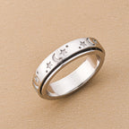 Mond und Sterne Spinning-Ring, 925 Silber platiniert (Größe 18.00) ca. 4,90g