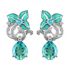 GP Italienische Garten Kollektion - Pfau Triplett Quarz und blaue Apatit-Ohrringe, 925 Silber platiniert ca. 8,57 ct