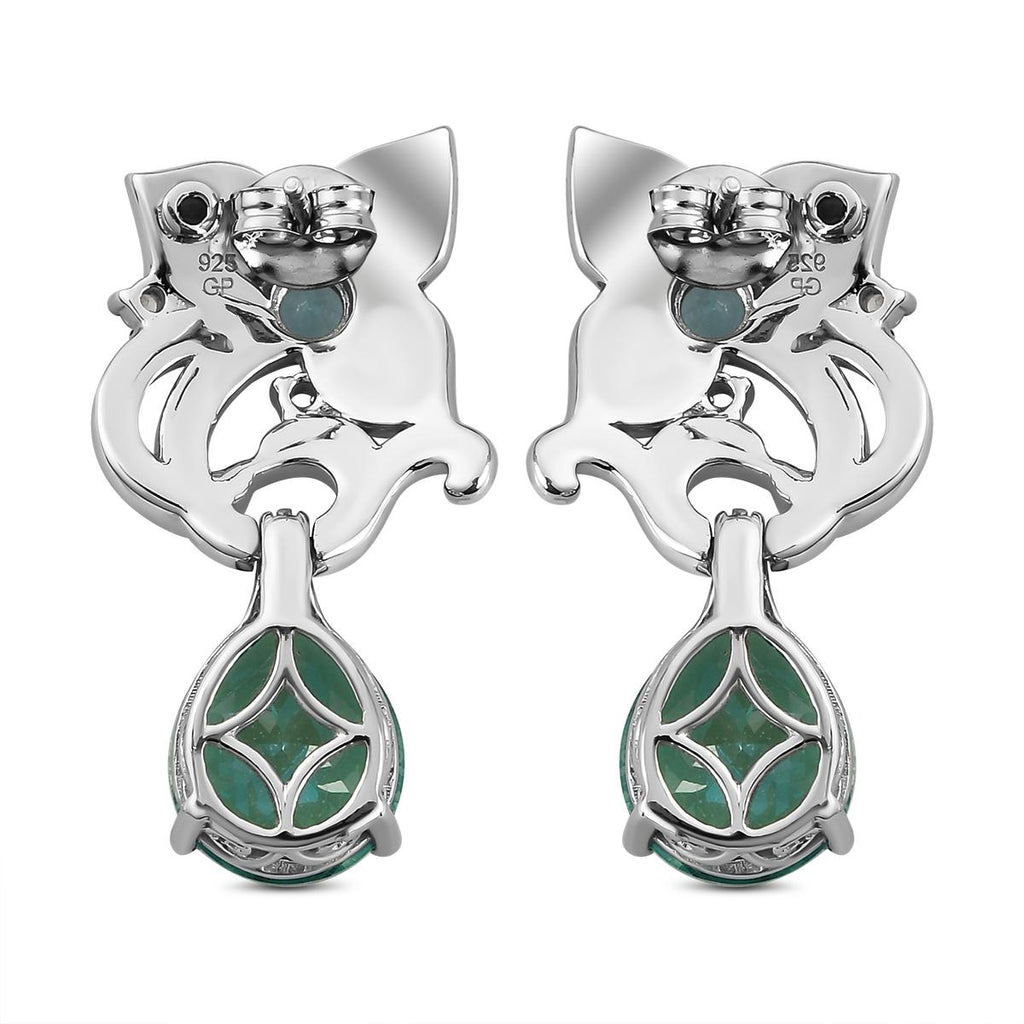 GP Italienische Garten Kollektion - Pfau Triplett Quarz und blaue Apatit-Ohrringe, 925 Silber platiniert ca. 8,57 ct