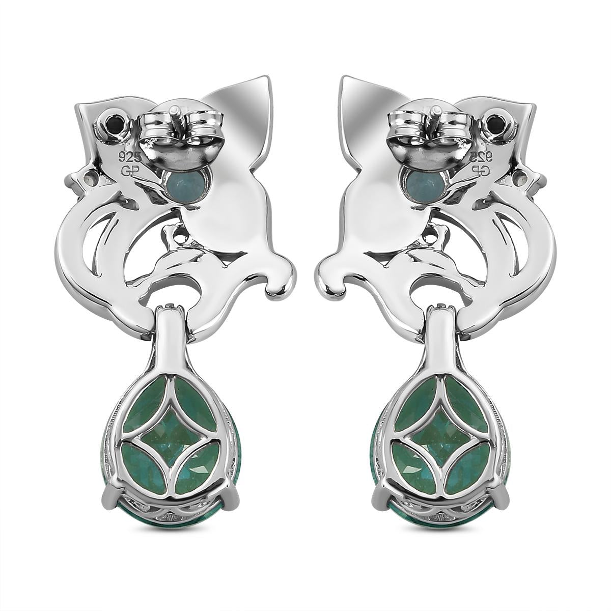 GP Italienische Garten Kollektion - Pfau Triplett Quarz und blaue Apatit-Ohrringe, 925 Silber platiniert ca. 8,57 ct