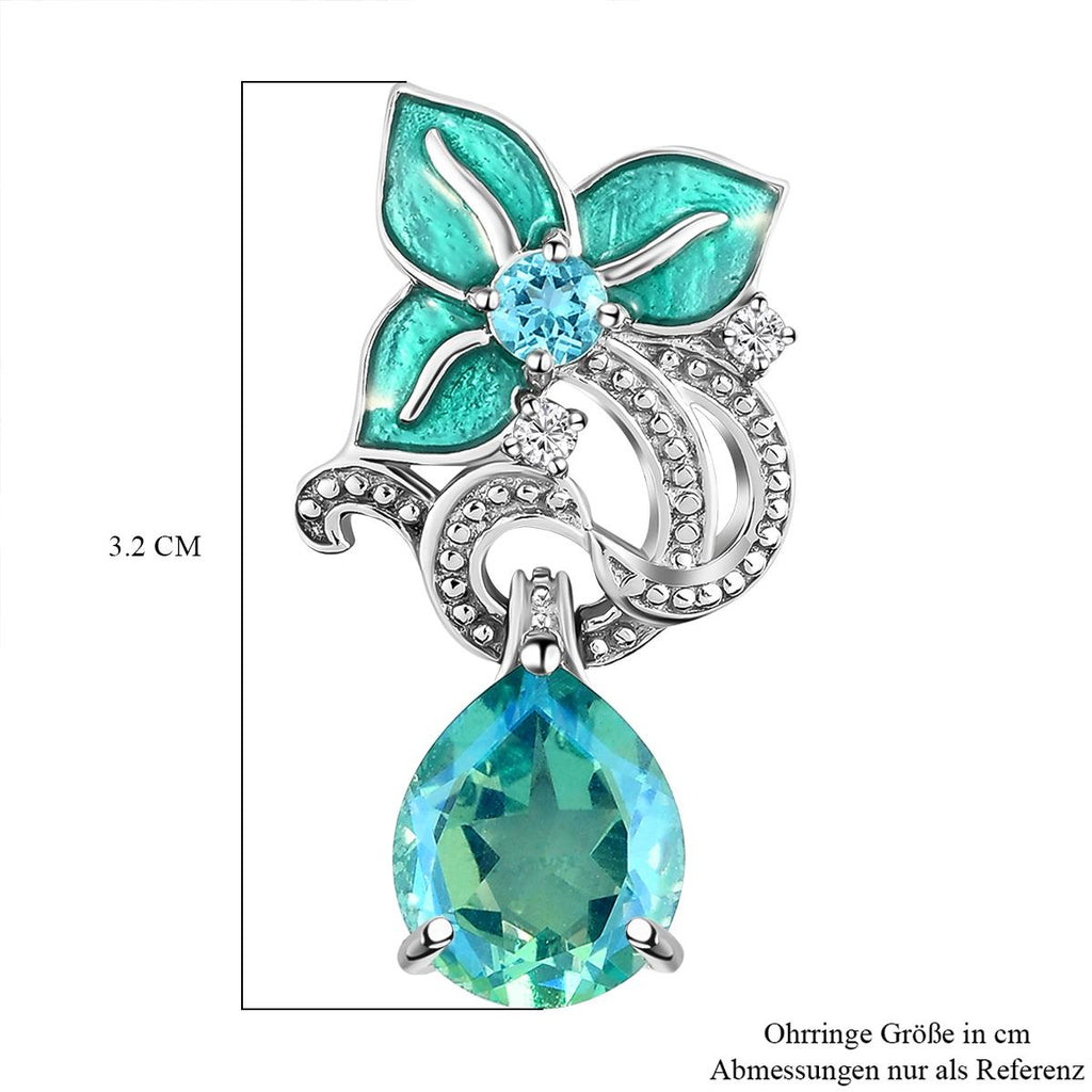 GP Italienische Garten Kollektion - Pfau Triplett Quarz und blaue Apatit-Ohrringe, 925 Silber platiniert ca. 8,57 ct