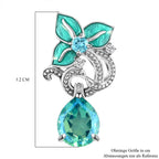 GP Italienische Garten Kollektion - Pfau Triplett Quarz und blaue Apatit-Ohrringe, 925 Silber platiniert ca. 8,57 ct