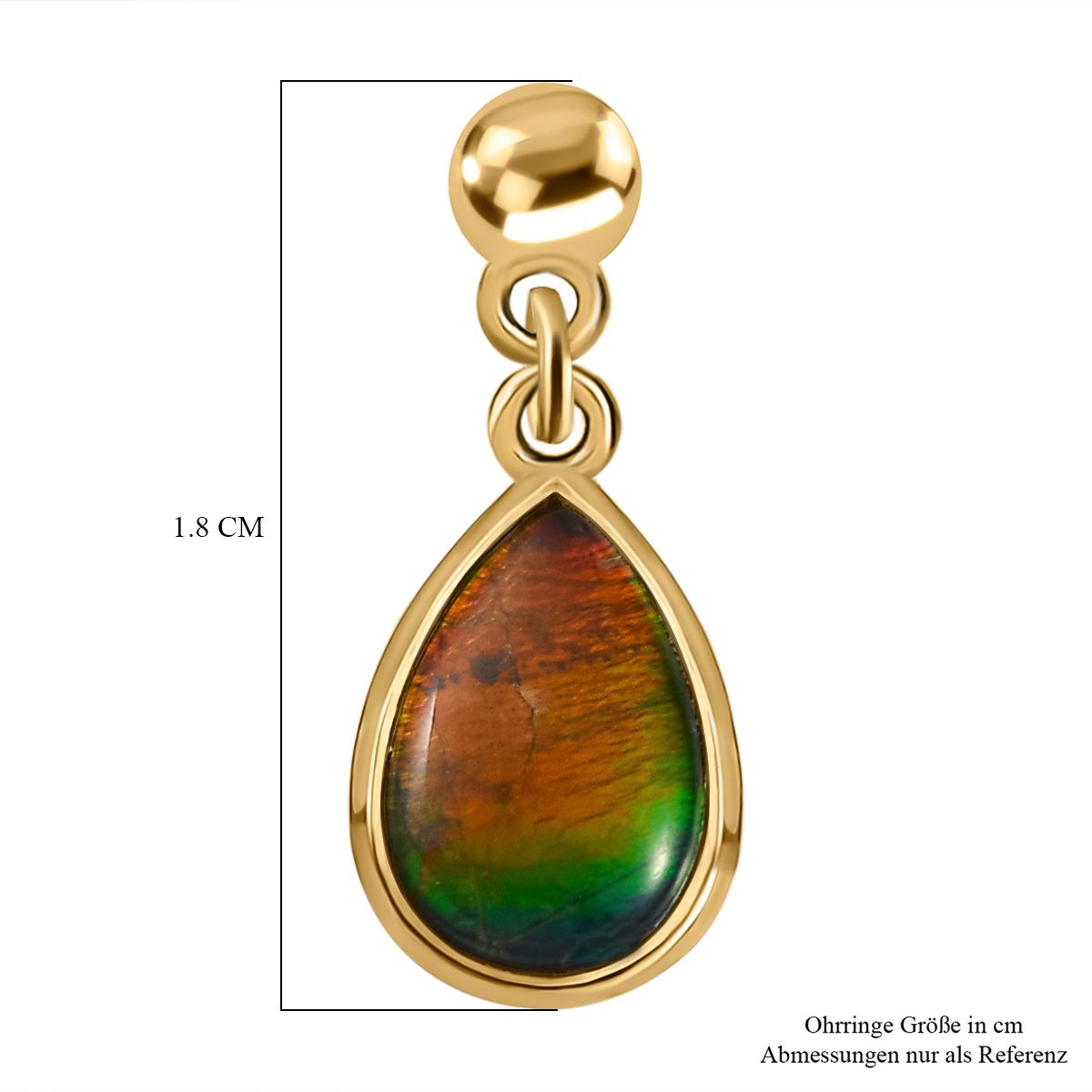 Kanadische Ammolit-Ohrringe, 925 Silber vergoldet ca. 2.35 ct