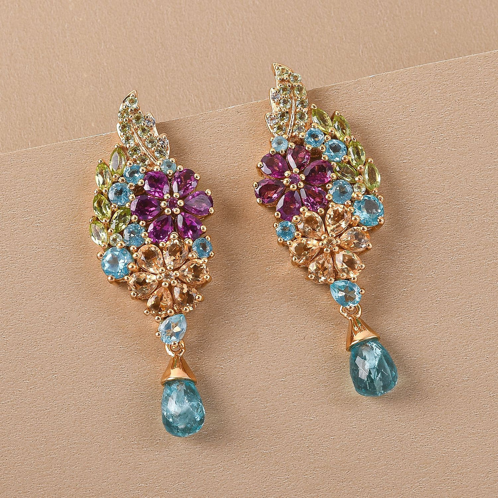 GP Italienische Garten Kollektion - Mehrfarbige Edelstein-Ohrringe, 925 Silber vergoldet ca. 9,86 ct