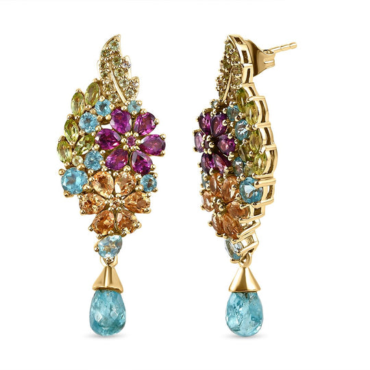 GP Italienische Garten Kollektion - Mehrfarbige Edelstein-Ohrringe, 925 Silber vergoldet ca. 9,86 ct