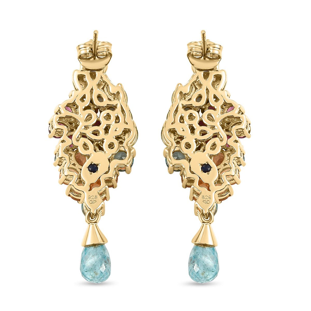 GP Italienische Garten Kollektion - Mehrfarbige Edelstein-Ohrringe, 925 Silber vergoldet ca. 9,86 ct