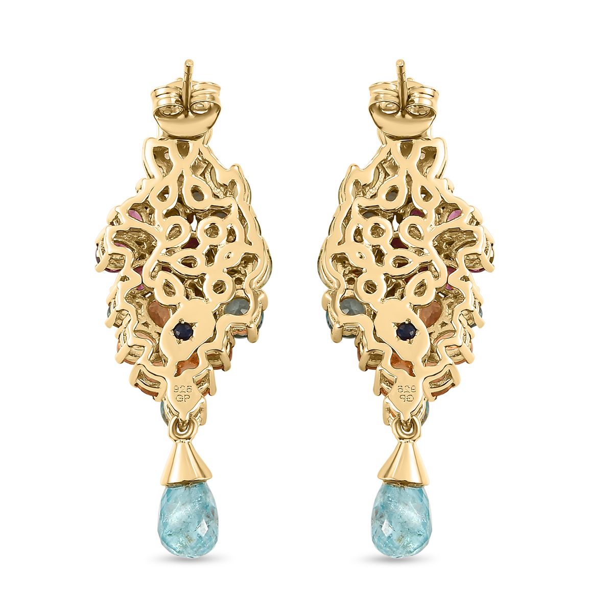 GP Italienische Garten Kollektion - Mehrfarbige Edelstein-Ohrringe, 925 Silber vergoldet ca. 9,86 ct
