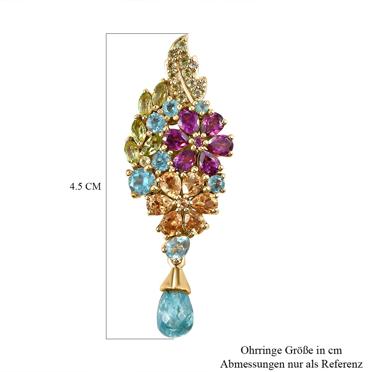 GP Italienische Garten Kollektion - Mehrfarbige Edelstein-Ohrringe, 925 Silber vergoldet ca. 9,86 ct