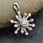 Weißer Zirkonia Schneeflocken-Anhänger, 925 Silber rhodiniert ca. 1,52 ct