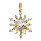 Weißer Zirkonia Schneeflocken-Anhänger, 925 Silber vergoldet ca. 1,52 ct