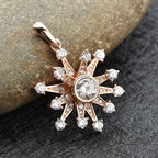 Weißer Zirkonia Schneeflocken-Anhänger, 925 Silber rosévergoldet ca. 1,52 ct