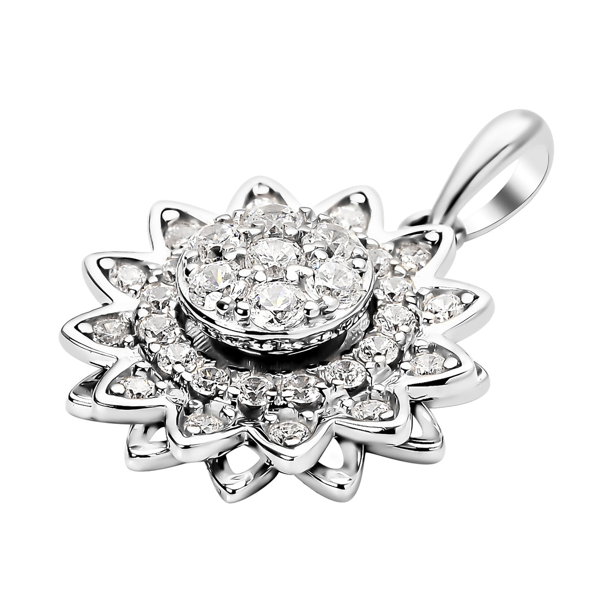 Lustro Stella - Weißer Zirkonia Anhänger, 925 Silber rhodiniert ca. 0.63 ct