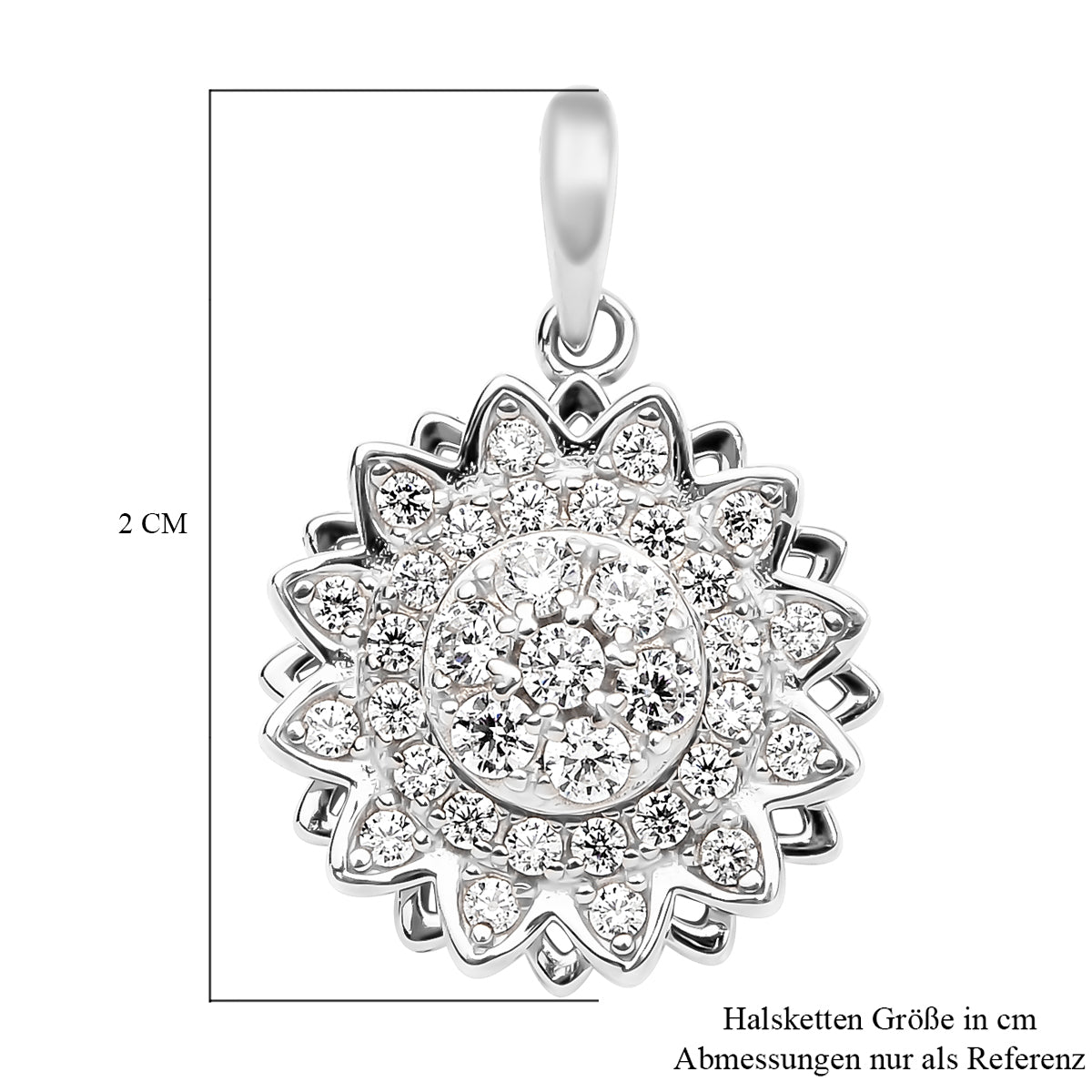 Lustro Stella - Weißer Zirkonia Anhänger, 925 Silber rhodiniert ca. 0.63 ct