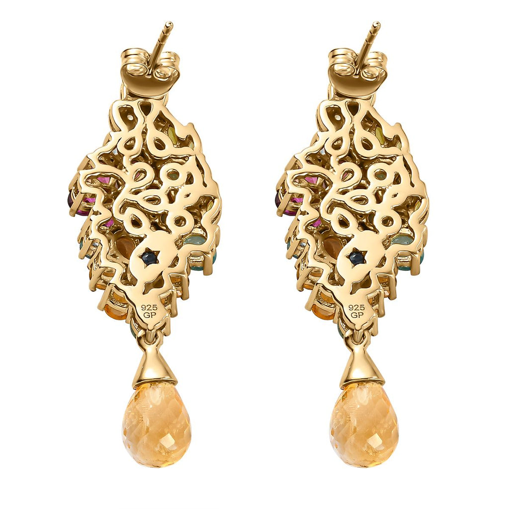 GP Italienischer Garten Kollektion - Mehrfarbige Edelstein-Ohrringe, 925 Silber vergoldet ca. 15,73 ct