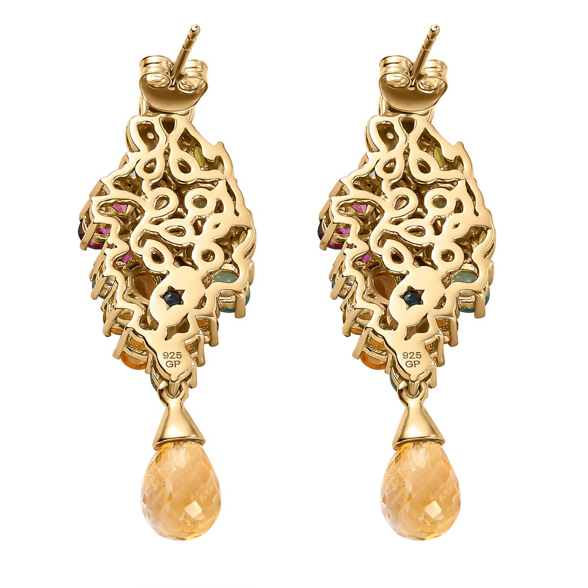 GP Italienischer Garten Kollektion - Mehrfarbige Edelstein-Ohrringe, 925 Silber vergoldet ca. 15,73 ct