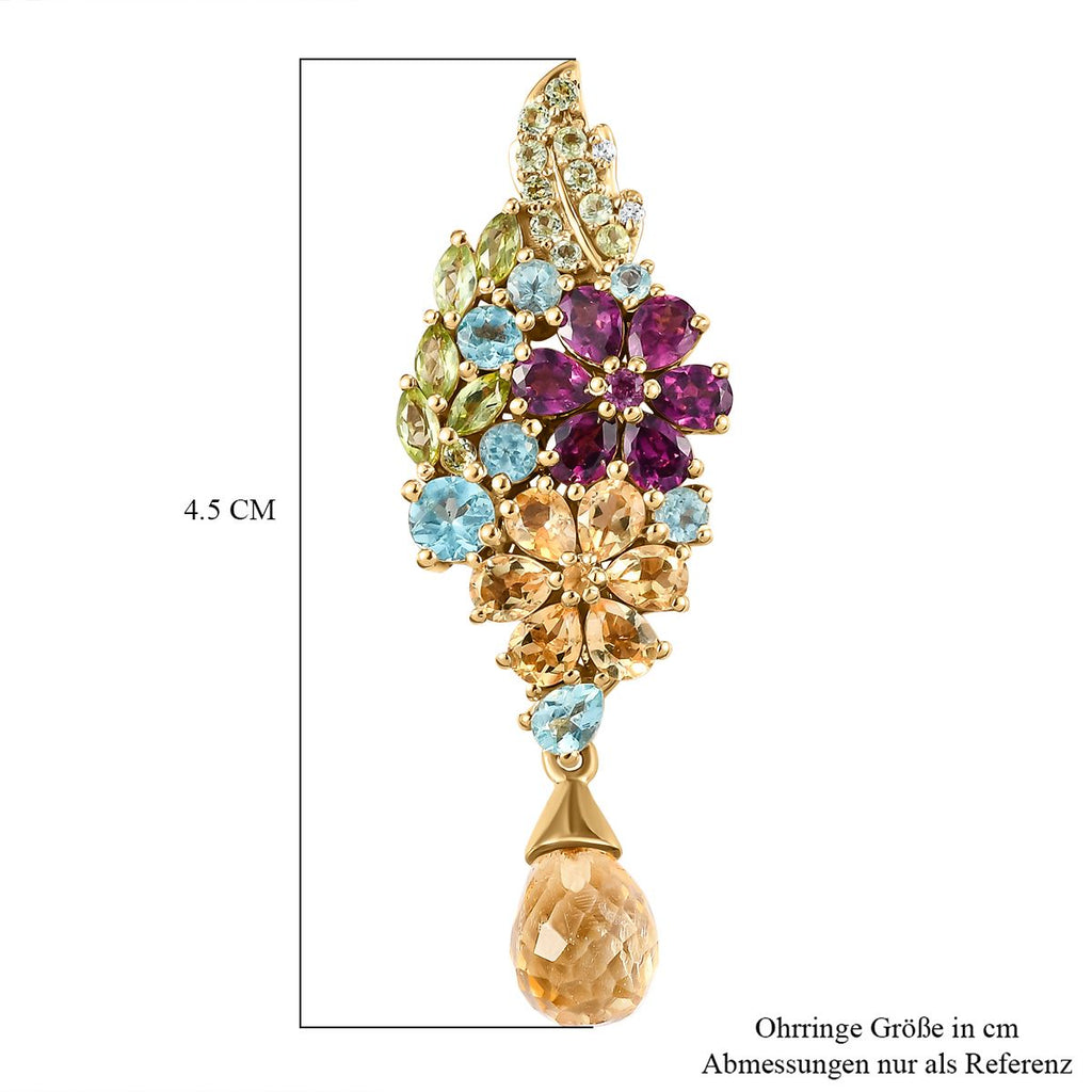 GP Italienischer Garten Kollektion - Mehrfarbige Edelstein-Ohrringe, 925 Silber vergoldet ca. 15,73 ct