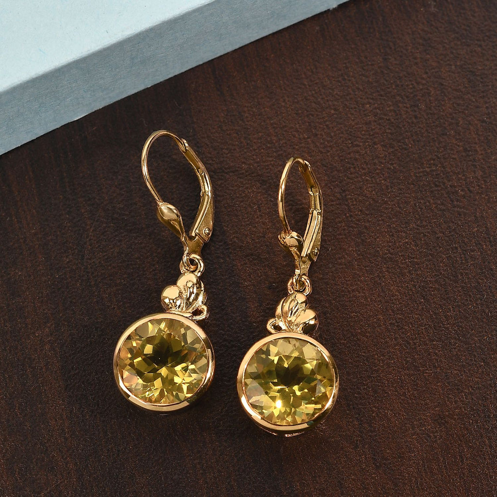 Ouro Verde-Quarz Ohrringe, 925 Silber vergoldet ca. 6.83 ct