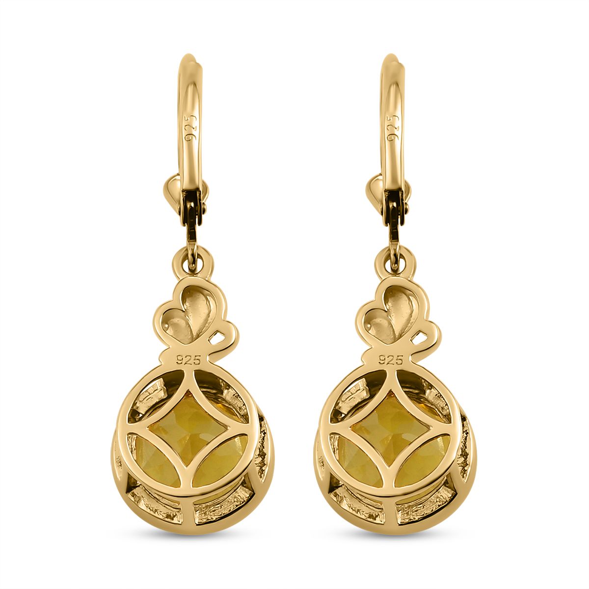 Ouro Verde-Quarz Ohrringe, 925 Silber vergoldet ca. 6.83 ct