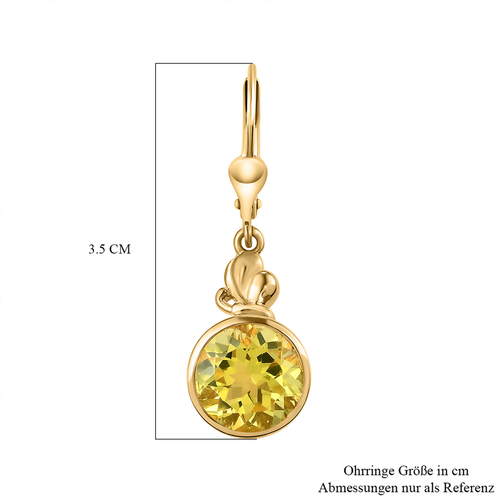 Ouro Verde-Quarz Ohrringe, 925 Silber vergoldet ca. 6.83 ct