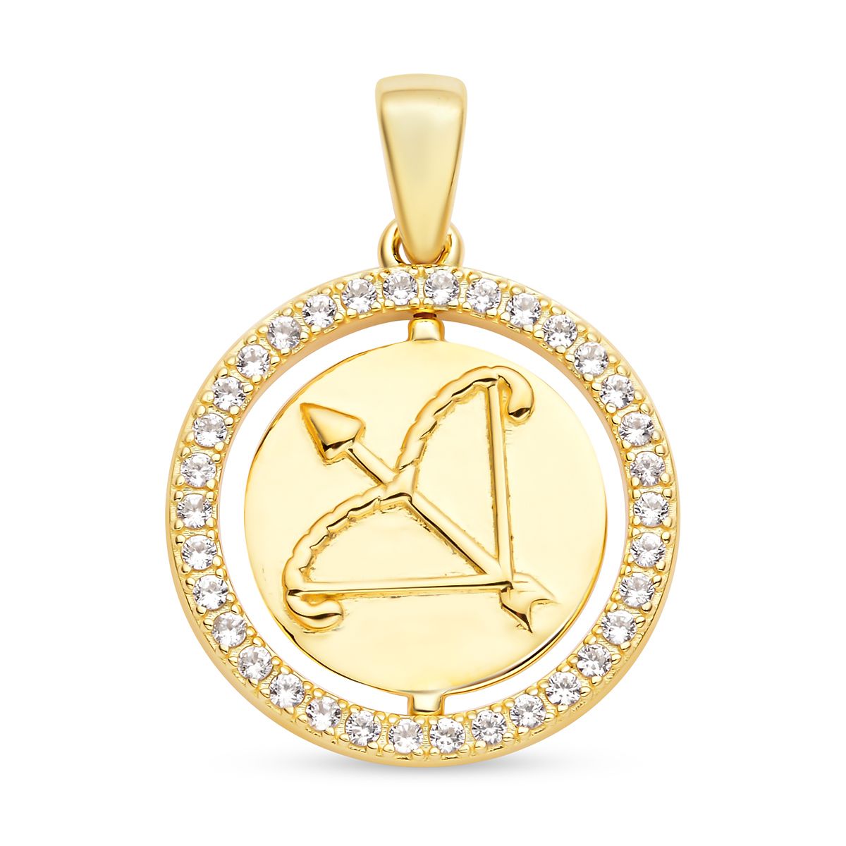 Weißer Zirkon Schütze-Anhänger, 925 Silber vergoldet ca. 0,63 ct