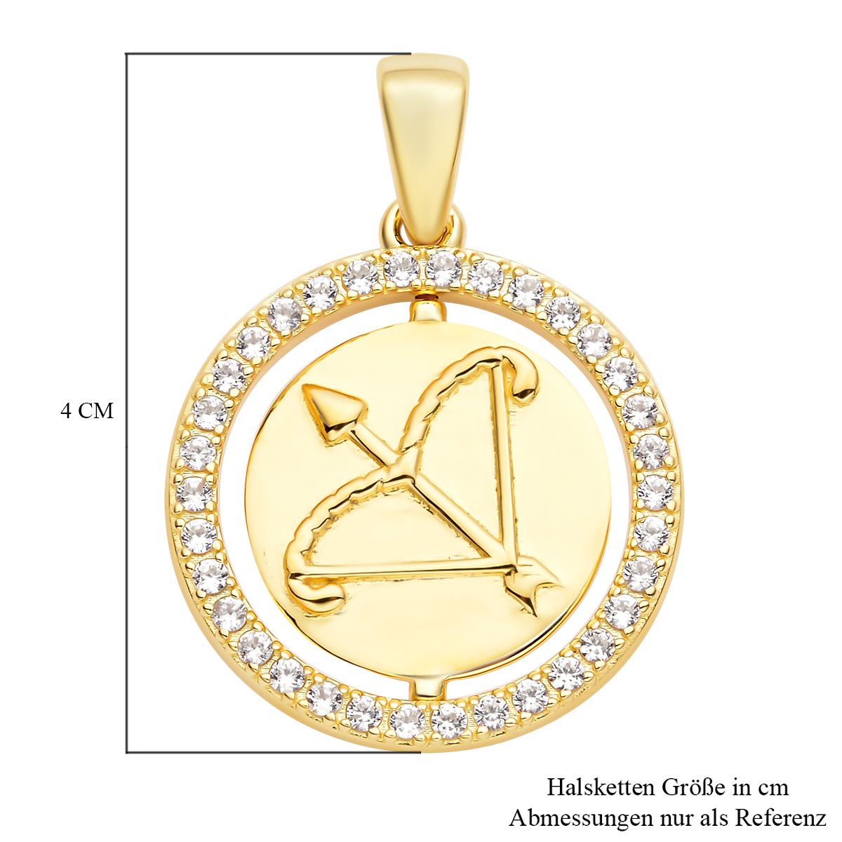 Weißer Zirkon Schütze-Anhänger, 925 Silber vergoldet ca. 0,63 ct