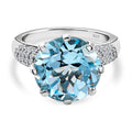 Himmelblauer Topas und weißer Zirkon Ring, 925 Silber platiniert (Größe 16.00) ca. 7.95 ct