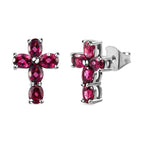 Rhodolith Granat-Ohrringe, 925 Silber platiniert ca. 2,47 ct