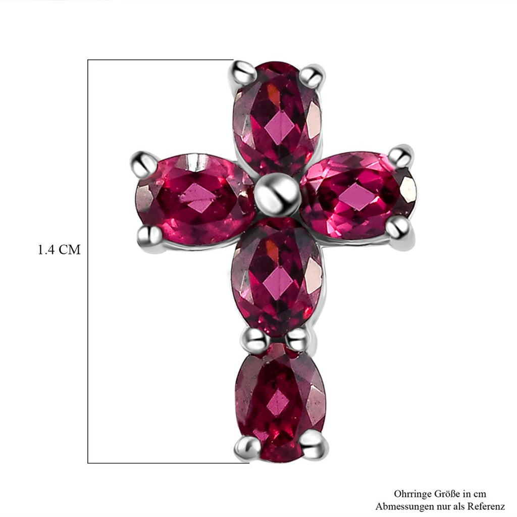 Rhodolith Granat-Ohrringe, 925 Silber platiniert ca. 2,47 ct