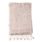 Premium Kollektion - gewebter Schal, 100% Natur Seide, Jamawar Design, 68x190 cm, Creme
