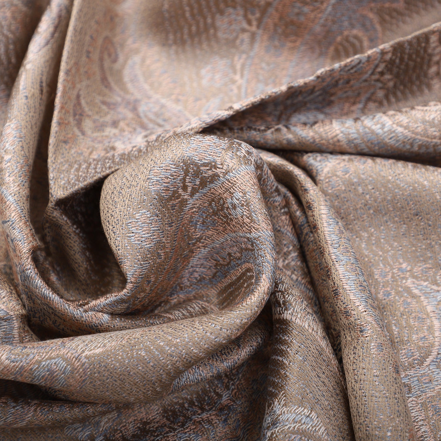Premium Kollektion - gewebter Schal, 100% Natur Seide, Jamawar Design, 68x190 cm, Creme