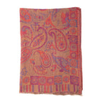 Premium Kollektion - gewebter Schal, Natur Seide und Wolle, Jamawar Design, 70x200 cm, Lavendel