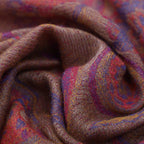 Premium Kollektion - gewebter Schal, Natur Seide und Wolle, Jamawar Design, 70x200 cm, Lavendel