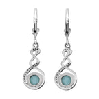 Larimar und weiße Zirkon-Ohrringe, 925 Silber platiniert ca. 2,35 ct