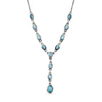 Larimar Collier, ca. 45 cm, 925 Silber platiniert ca. 7.24 ct