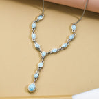 Larimar Collier, ca. 45 cm, 925 Silber platiniert ca. 7.24 ct