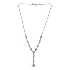 Larimar Collier, ca. 45 cm, 925 Silber platiniert ca. 7.24 ct