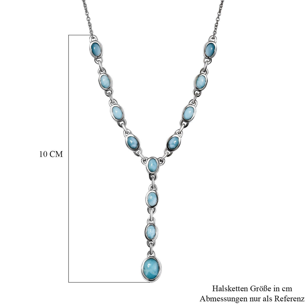 Larimar Collier, ca. 45 cm, 925 Silber platiniert ca. 7.24 ct