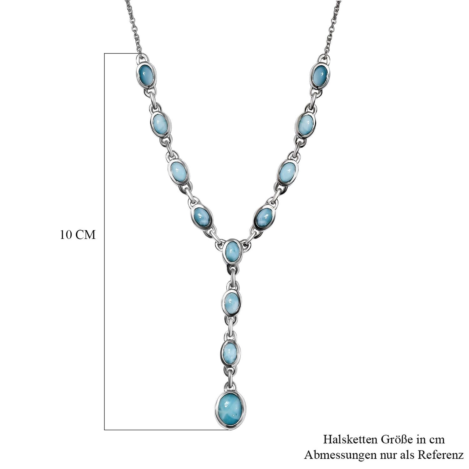 Larimar Collier, ca. 45 cm, 925 Silber platiniert ca. 7.24 ct