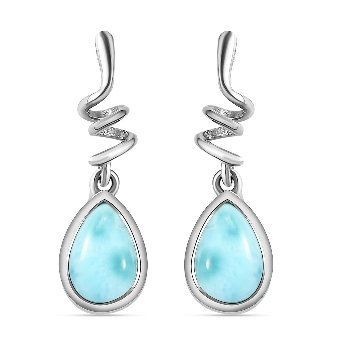 Larimar-Ohrringe, 925 Silber platiniert ca. 2,97 ct