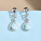 Larimar-Ohrringe, 925 Silber platiniert ca. 2,97 ct