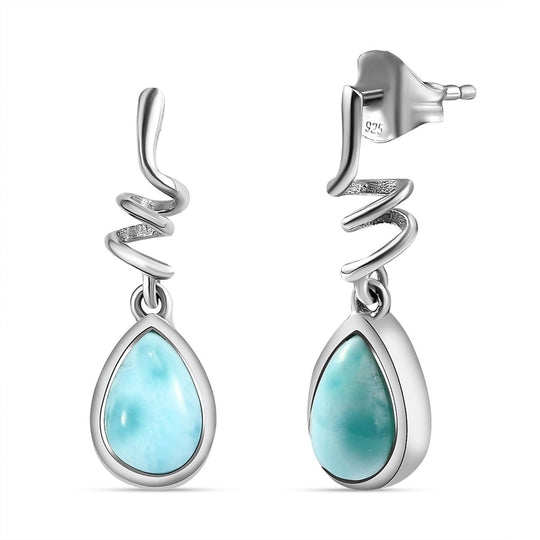 Larimar-Ohrringe, 925 Silber platiniert ca. 2,97 ct