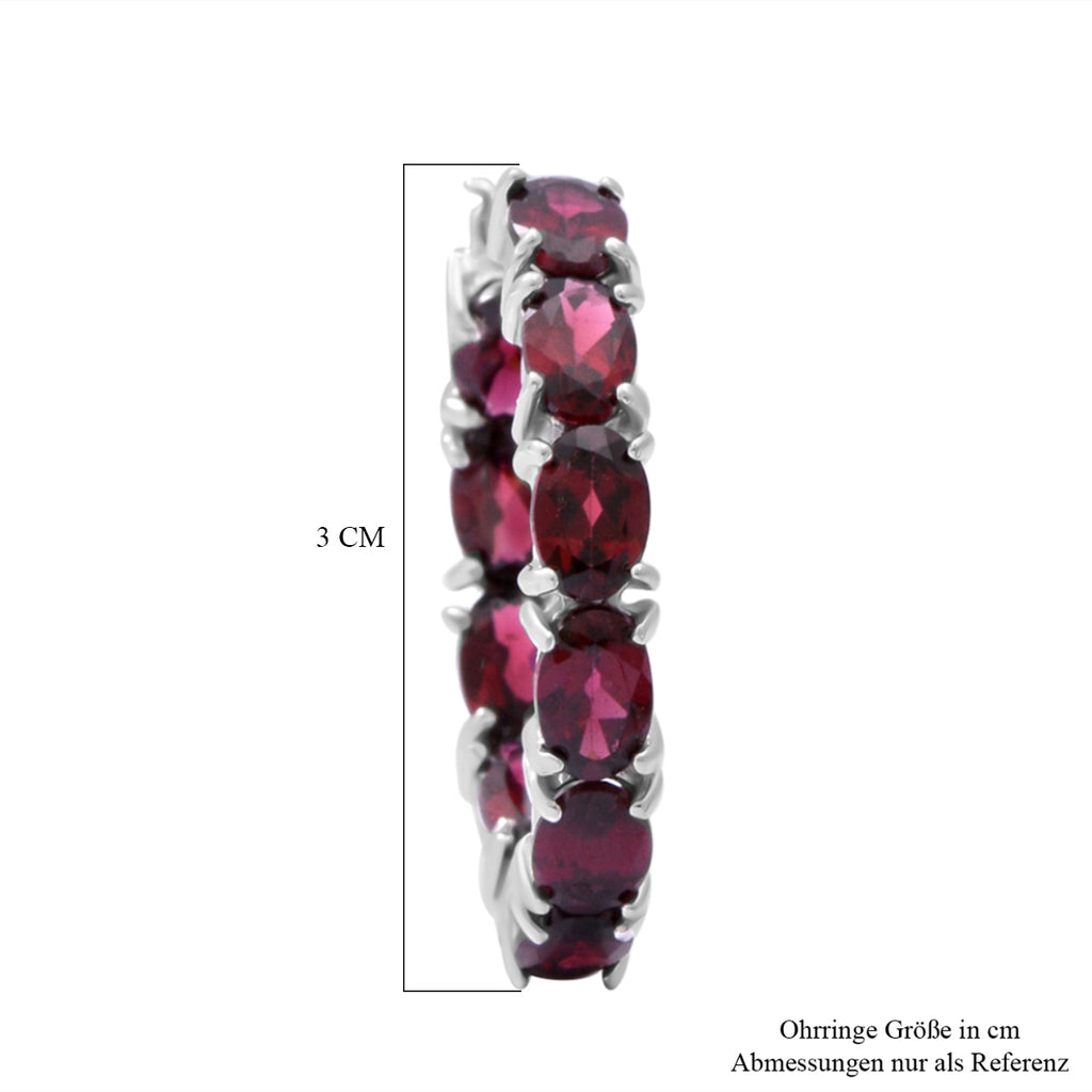 Rhodolith Granat-Creolen, 925 Silber platiniert ca. 12,98 ct