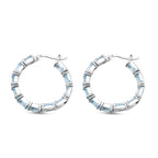 Himmelblaue Topas-Creolen, 925 Silber platiniert ca. 11,66 ct