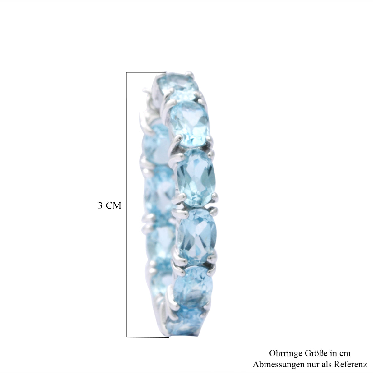 Himmelblaue Topas-Creolen, 925 Silber platiniert ca. 11,66 ct