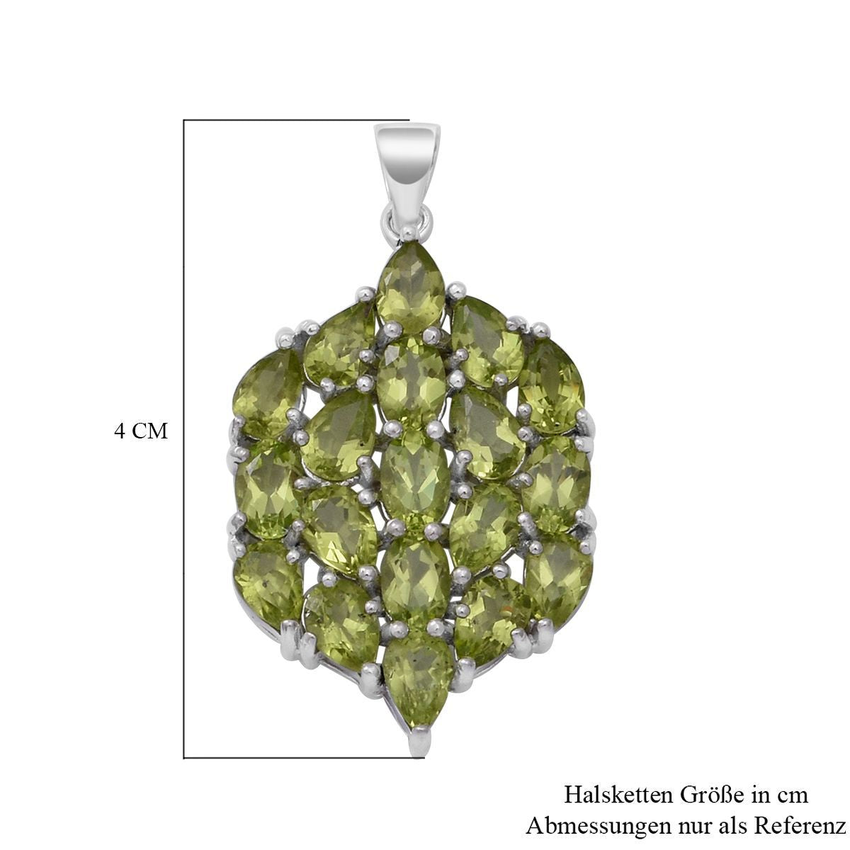 Natürlicher Peridot-Anhänger, 925 Silber platiniert ca. 8.70 ct
