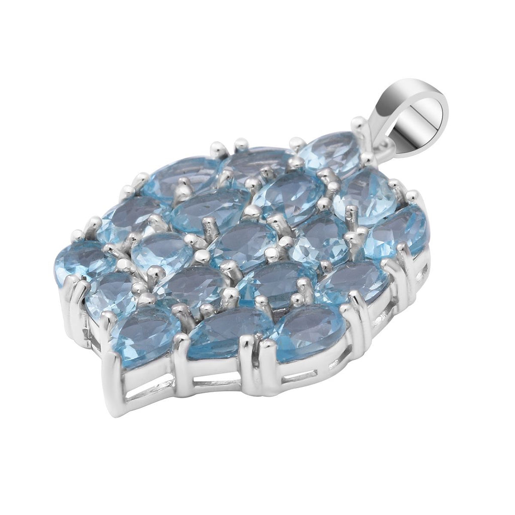 Himmelblauer Topas Anhänger, 925 Silber platiniert ca. 9,51 ct