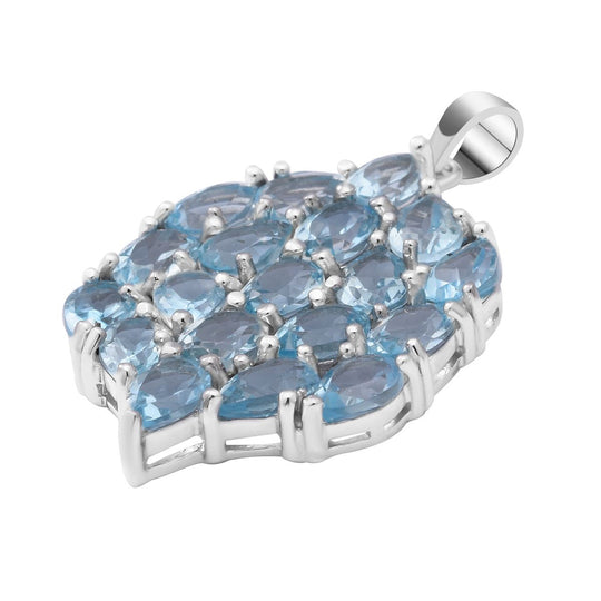 Himmelblauer Topas Anhänger, 925 Silber platiniert ca. 9,51 ct